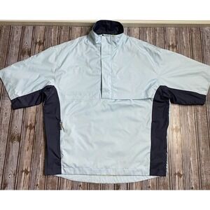 Tourney Mens Started Jacket Size XL Blue Light Windbreaker Lined Pockets 1/4 Zip